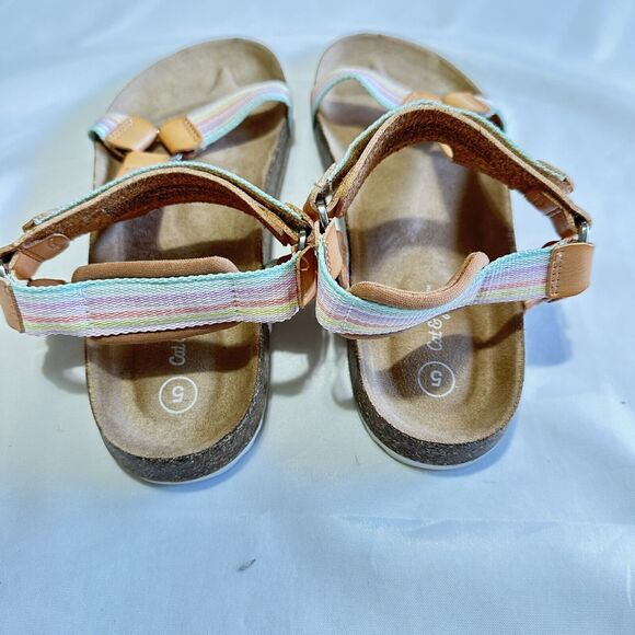 Cat & Jack Youth Girls Tan Val Sandals - Size 5 Multicolor - Picture 4 of 5